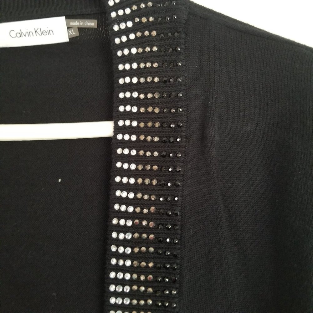 Black Crop Sweater with Rhinestones